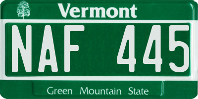 VT license plate NAF445