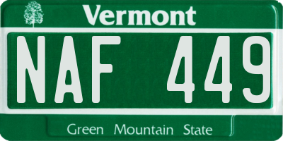 VT license plate NAF449
