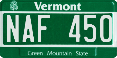 VT license plate NAF450