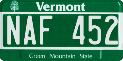 VT license plate NAF452