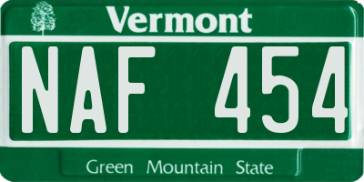 VT license plate NAF454