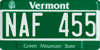 VT license plate NAF455