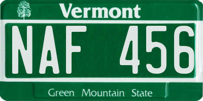 VT license plate NAF456