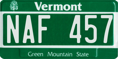VT license plate NAF457