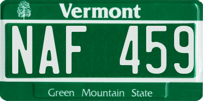 VT license plate NAF459
