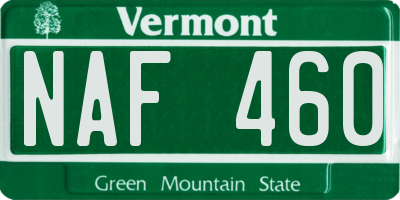 VT license plate NAF460