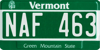 VT license plate NAF463