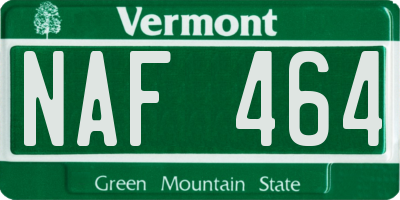 VT license plate NAF464