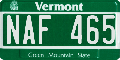 VT license plate NAF465