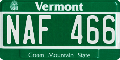 VT license plate NAF466