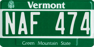 VT license plate NAF474