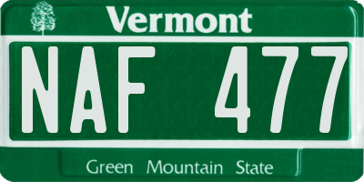 VT license plate NAF477