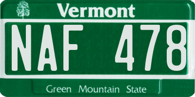 VT license plate NAF478