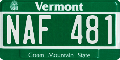 VT license plate NAF481