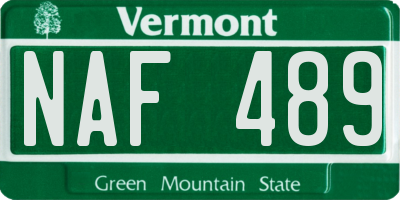 VT license plate NAF489
