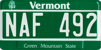 VT license plate NAF492