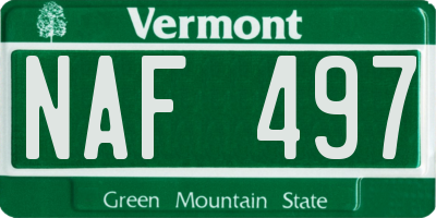 VT license plate NAF497