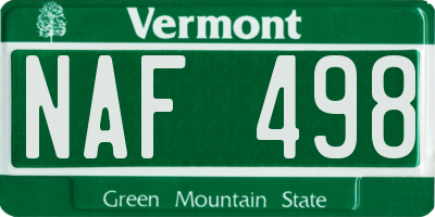 VT license plate NAF498