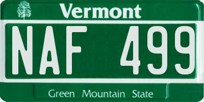 VT license plate NAF499