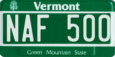 VT license plate NAF500