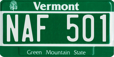 VT license plate NAF501