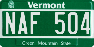 VT license plate NAF504