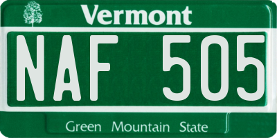 VT license plate NAF505