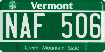 VT license plate NAF506