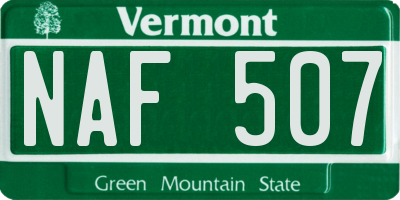 VT license plate NAF507