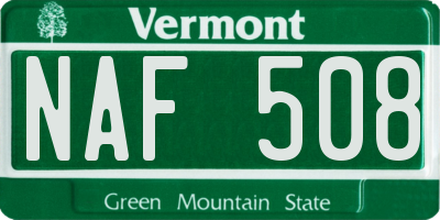 VT license plate NAF508