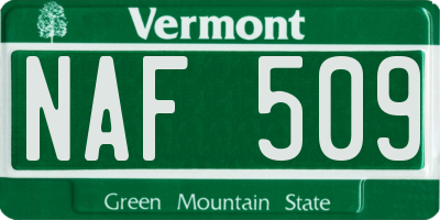 VT license plate NAF509