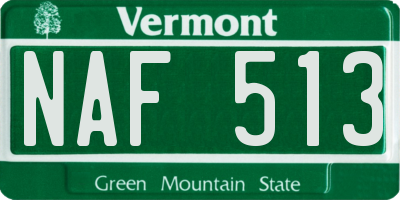 VT license plate NAF513