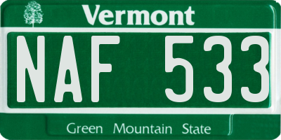 VT license plate NAF533