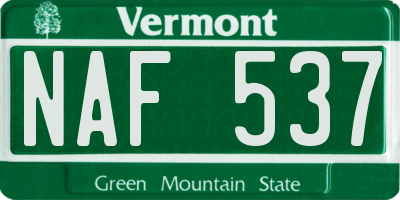 VT license plate NAF537