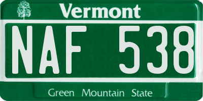 VT license plate NAF538