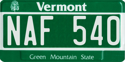 VT license plate NAF540