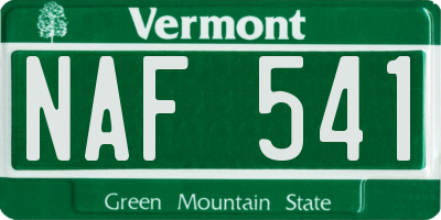 VT license plate NAF541