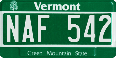VT license plate NAF542
