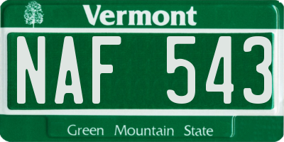 VT license plate NAF543