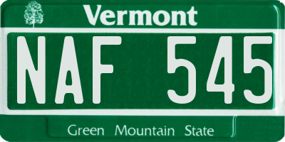 VT license plate NAF545
