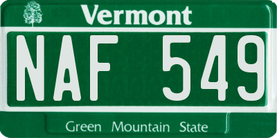 VT license plate NAF549