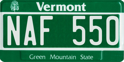 VT license plate NAF550