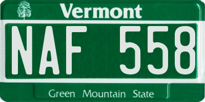 VT license plate NAF558