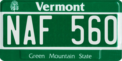VT license plate NAF560