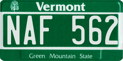 VT license plate NAF562
