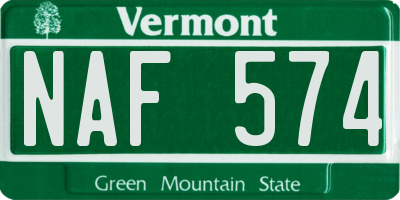 VT license plate NAF574