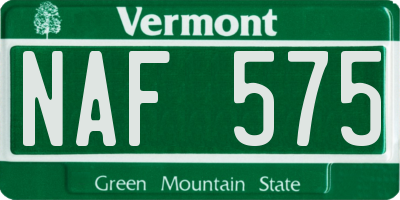 VT license plate NAF575