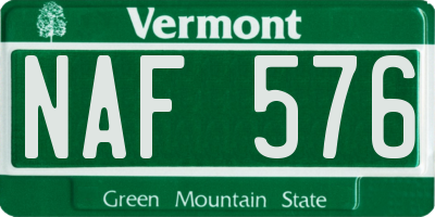 VT license plate NAF576