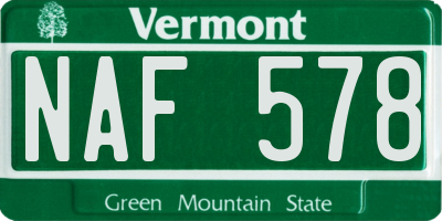 VT license plate NAF578