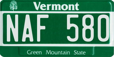 VT license plate NAF580